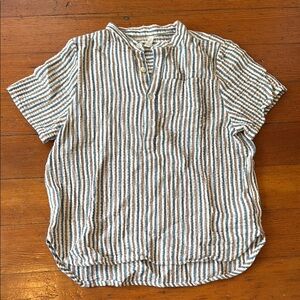 Rylee + Cru Blue and White Striped Button-Down Shirt